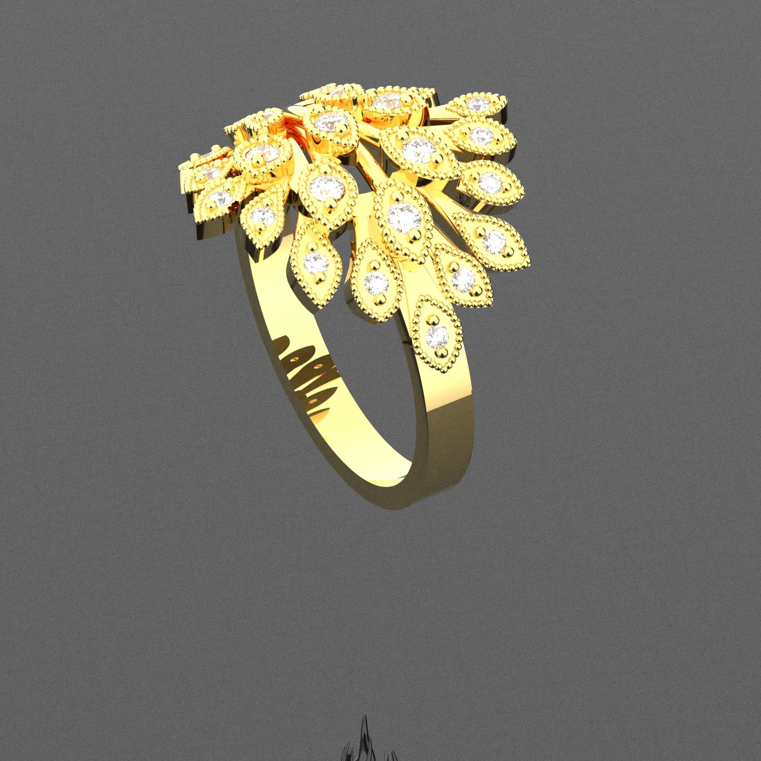 Peacock Gold 24k Ring 3D Model .c4d .max .obj .3ds .fbx .stl .blend