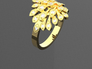 Tavus Kuşu Altın 24 Ayar Yüzük 3D Model