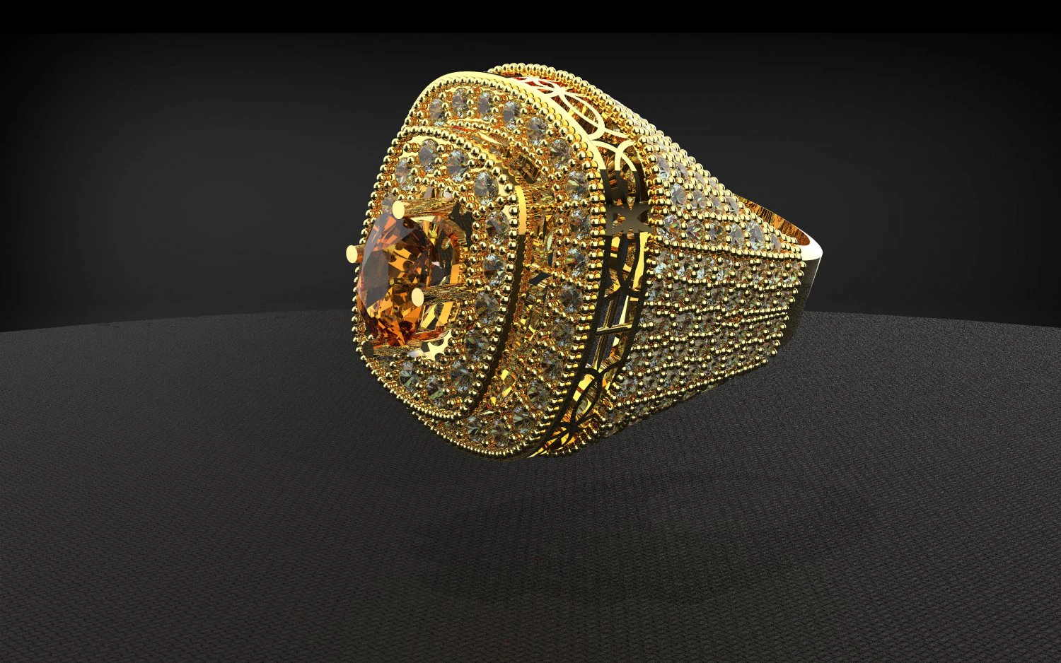 ROYAL DIAMOND 18K GOLD BIG RING 3D Model .c4d .max .obj .3ds .fbx .stl .blend 