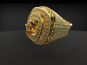 ANELLO GRANDE IN ORO 18K CON DIAMANTI REALI Modello 3D