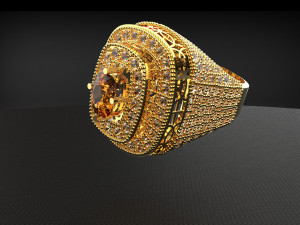ROYAL DIAMOND 18K GOLD BIG RING 3D Model