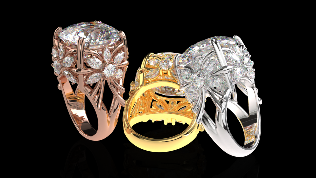 SOLITAIRE BIG DIAMOND RING PRINTING FILE 3D 모델 .c4d .max .obj .3ds .fbx .stl .blend 