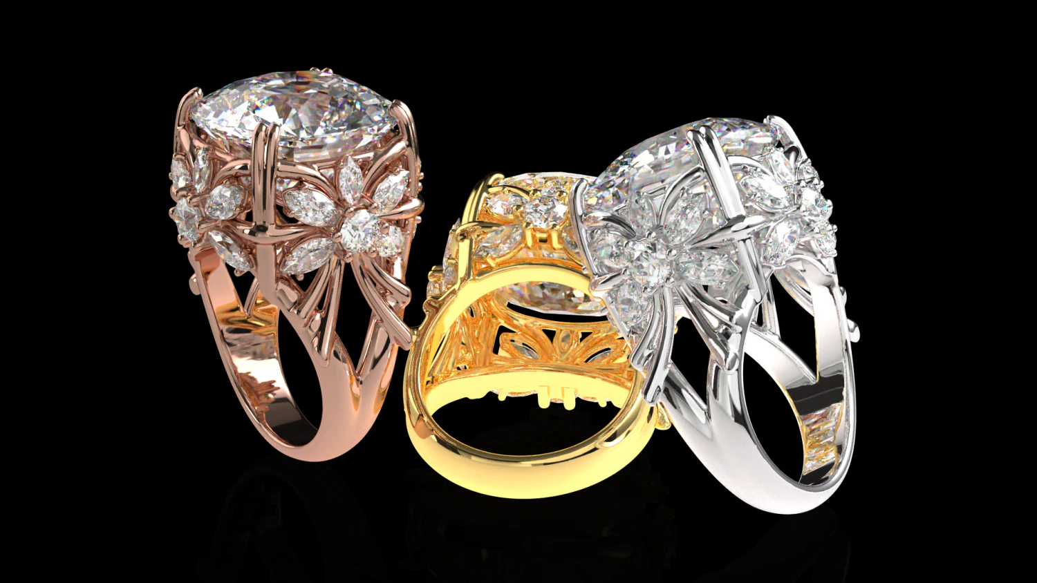 SOLITAIRE BIG DIAMOND RING PRINTING FILE 3D Model .c4d .max .obj .3ds .fbx .stl .blend