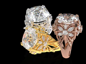 SOLITAIRE BIG DIAMOND RING PRINTING FILE 3D Model