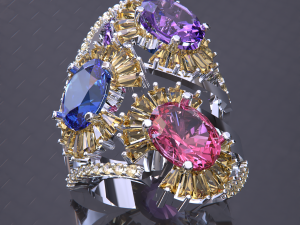 COLOR GEMSTONE BIG RING 3D Model