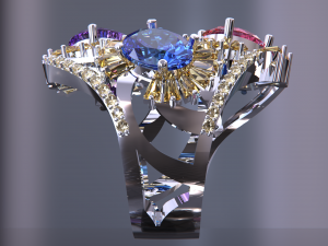 COLOR GEMSTONE BIG RING 3D Model