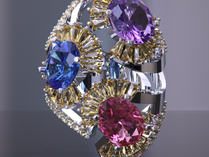 COLOR GEMSTONE BIG RING 3D Model