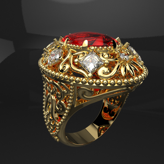 ROYAL RED RUBY RING WITH ANIMATION VIDEO 3D Model .c4d .max .obj .3ds .fbx .stl .blend 