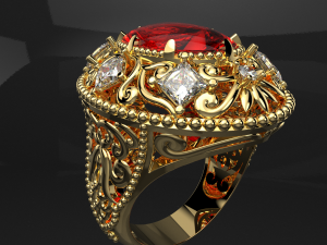 ROYAL RED RUBY RING WITH ANIMATION VIDEO 3Dモデル