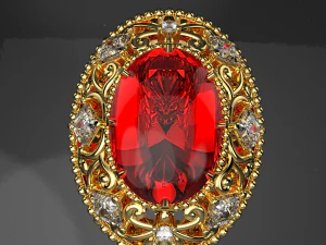 ROYAL RED RUBY RING WITH ANIMATION VIDEO 3D Model