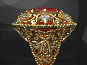 ROYAL RED RUBY RING WITH ANIMATION VIDEO 3D Model