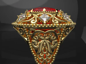 ROYAL RED RUBY RING WITH ANIMATION VIDEO 3D Model