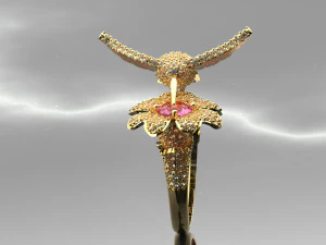 BIRD WITH FLOWER ROSE DIAMOND RING 3D Model