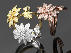 FLOWER DIAMOND RING 3D Model