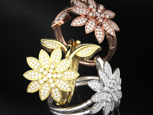 FLOWER DIAMOND RING 3D Model