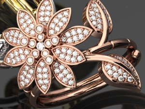 FLOWER DIAMOND RING 3D Model
