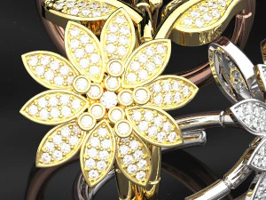 КОЛЬЦО С ЦВЕТОМ И БРИЛЛИАНТОМ 3D Модель