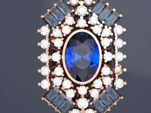SAPHIRE BIG RING FILE 3DM AND KEYSHOT FILE RENDER 3Dモデル
