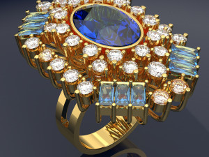 SAPHIRE BIG RING FILE 3DM AND KEYSHOT FILE RENDER 3D 模型