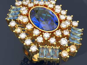 SAPHIRE BIG RING FILE 3DM AND KEYSHOT FILE RENDER 3D 模型