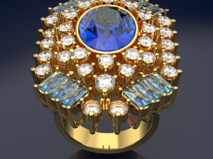SAPHIRE BIG RING FILE 3DM AND KEYSHOT FILE RENDER 3D 模型