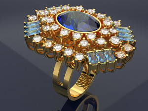 SAPHIRE BIG RING FILE 3DM AND KEYSHOT FILE RENDER 3D 模型