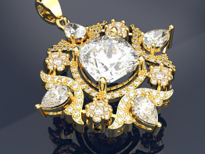 Big Diamond Pendant Jewelry file 3dm and keyshot file Rendering 3Dモデル