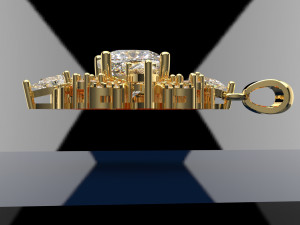 Big Diamond Pendant Jewelry file 3dm and keyshot file Rendering 3D Model