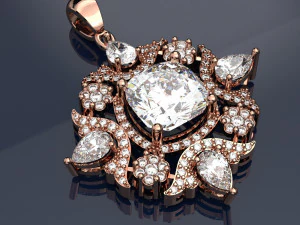 Big Diamond Pendant Jewelry file 3dm and keyshot file Rendering 3D Model