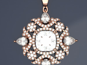 Big Diamond Pendant Jewelry file 3dm and keyshot file Rendering 3D Model
