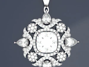 Big Diamond Pendant Jewelry file 3dm and keyshot file Rendering 3D Model