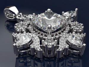 Big Diamond Pendant Jewelry file 3dm and keyshot file Rendering 3D Model