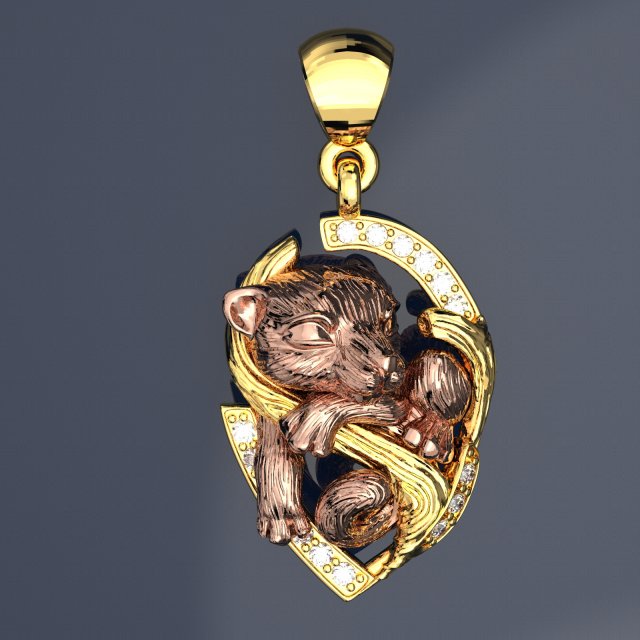 Cat Pendant-necklace Jewelry 3dm file and keyshot file rendering Modelo 3D .c4d .max .obj .3ds .fbx .stl .blend 