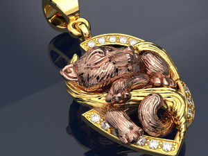 Cat Pendant-necklace Jewelry 3dm file and keyshot file rendering Modelo 3D
