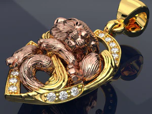 Cat Pendant-necklace Jewelry 3dm file and keyshot file rendering 3D Model