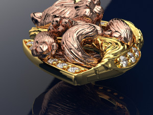 Cat Pendant-necklace Jewelry 3dm file and keyshot file rendering Modelo 3D