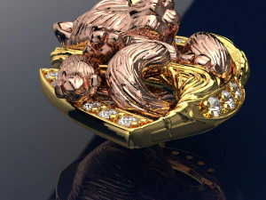 Cat Pendant-necklace Jewelry 3dm file and keyshot file rendering 3D Model