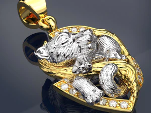 Cat Pendant-necklace Jewelry 3dm file and keyshot file rendering 3D Model