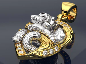 Cat Pendant-necklace Jewelry 3dm file and keyshot file rendering 3D Model