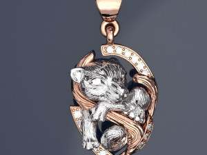 Cat Pendant-necklace Jewelry 3dm file and keyshot file rendering Modelo 3D