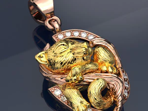 Cat Pendant-necklace Jewelry 3dm file and keyshot file rendering 3D Model