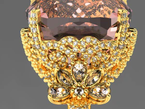 BIG MAIN GEMSTONE RING FILE 3DM AND KEYSHOT RENDERING 3D Model