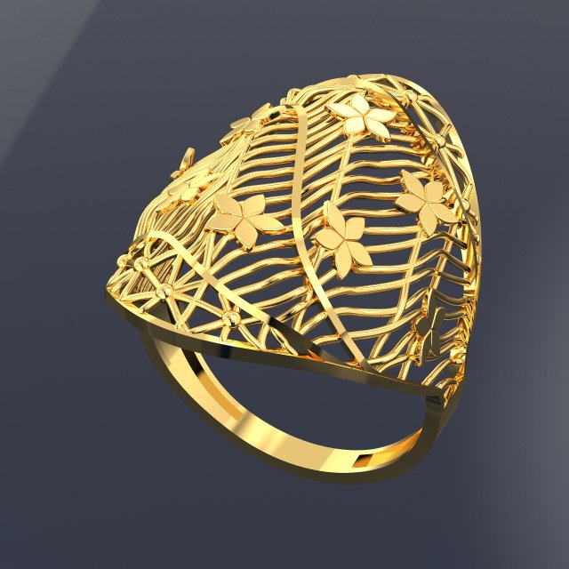 FLOWER BIG RING READY TO PRINT 3D Модель .c4d .max .obj .3ds .fbx .stl .blend