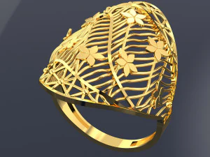 DUŻY PIERŚCIEŃ KWIAT GOTOWY DO DRUKU Model 3D