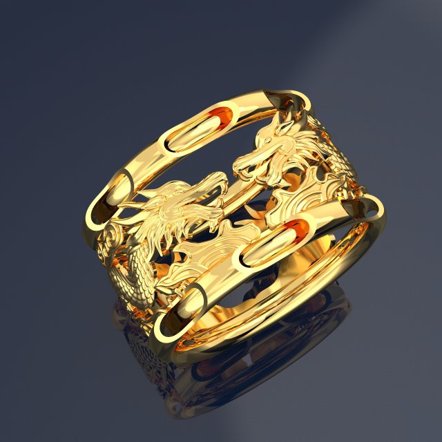 2 DRAGON ON RING JEWELRY FILE 3DM Modelo 3D .c4d .max .obj .3ds .fbx .stl .blend 