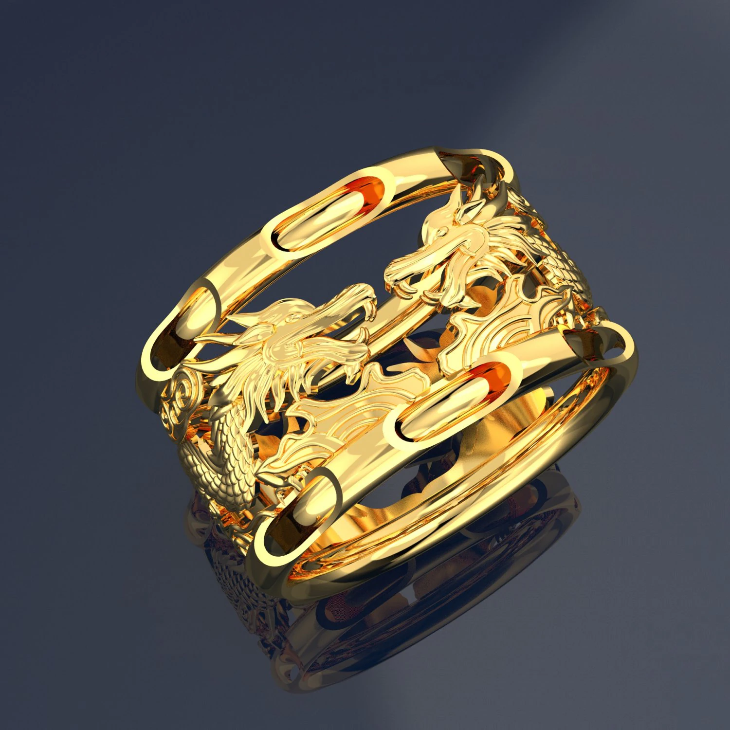 2 DRAGON ON RING JEWELRY FILE 3DM 3D Model .c4d .max .obj .3ds .fbx .stl .blend 