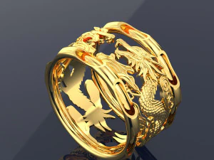 2 DRAGON ON RING JEWELRY FILE 3DM 3D Model