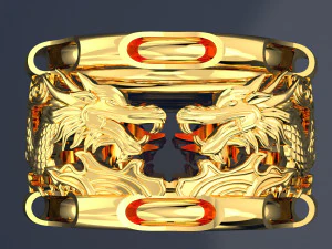 2 DRAGON ON RING JEWELRY FILE 3DM 3D Model