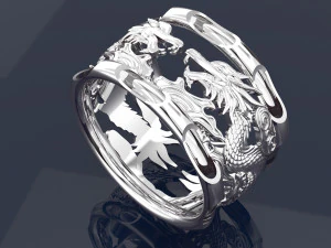 2 DRAGON ON RING JEWELRY FILE 3DM 3D Model