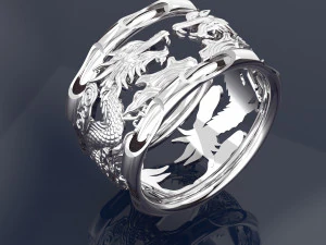 2 DRAGON ON RING JEWELRY FILE 3DM 3D Model